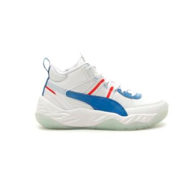 Imagem de PUMA Tênis infantil unissex Rebound Future Next Gen, Puma Branco/PUMA Team Royal/vermelho para todos os tempos, 5.5 Big Kid
