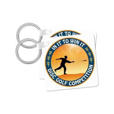 Imagem de 3dRose Disc Golf Competition in it to win it with frisbee disc golf player throwing a shot - Chaveiros, 5,7 x 11,4 cm, conjunto de 2 (kc_21103_1)
