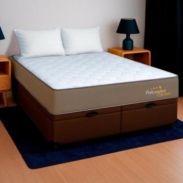 Imagem de Cama Box Baú King Marrom+Colchão Cambridge D33 PoliConfort