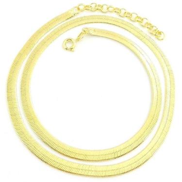 Imagem de Corrente Feminina 40/45cm 4mm Largura Folheada Ouro CR587 - WNBIJOUTER