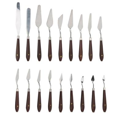 Imagem de Grcfumo 18 PCs raspador de tinta, ferramenta de pintura a óleo de alça de plástico requintada, faca de paleta de aço inoxidável para necessidades de pintura específicas