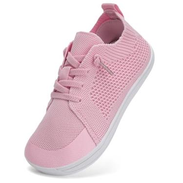 Imagem de WateLves Tênis Descalços Largos Para Crianças Pequenas, Meninos E Meninas, Minimalistas, Leves Respiráveis Caminhada, Naturalmente Abertos, Ajuste Flexível (Rosa, 32)