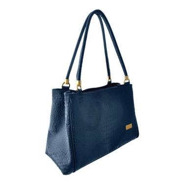 Imagem de Bolsa Estruturada Topgrife Couro Azul Marinho
