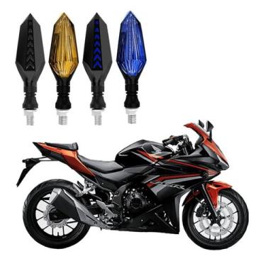 Imagem de KIT 4 Setas Sequenciais Led Universal Pisca Azul P43S Moto Honda CBR 5