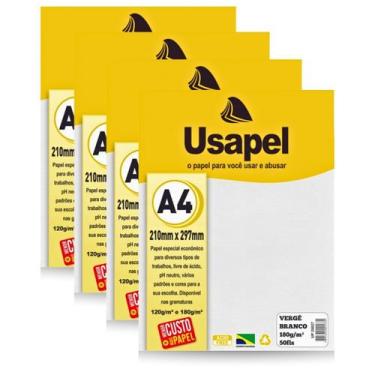 Imagem de Kit 200fls Papel Vergê Branco A4 Gramatura 180g Ideal para Certificado