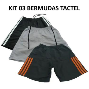 Imagem de Kit 3 Bermuda Masculina 38 ao 44 - Tactel Esportivas, Academia, Praia,