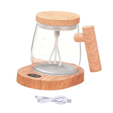 Imagem de Generic Aquecedor de canecas elétrico com agitador automático, almofada de aquecimento com tampa, caneca automisturadora, copo agitador automático para mesa, Claro
