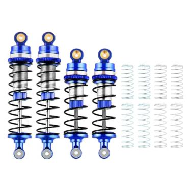 Imagem de GLOBACT Conjunto de amortecedores dianteiros e traseiros de alumínio para peças de reposição de caminhão de buggy RC LOSI 1/16 Mini-B 1/18 Mini-T 2.0 LOS314004 RC (azul)