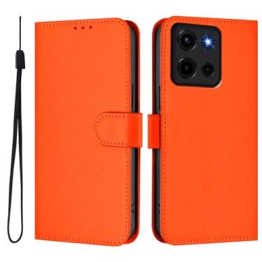 Imagem de COTDINFOR Capa carteira para Motorola Moto G 5G 2025 com suporte para cartão de couro flip capa com fecho magnético à prova de choque feminino masculino capa para Moto G 5G 2025 laranja YBM
