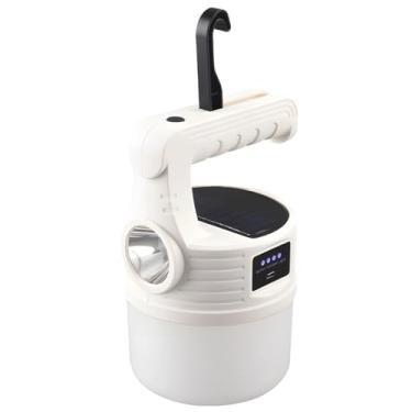 Imagem de LUMINFLY Lanterna solar para acampamento, 500 lúmens brilhante, energia solar e USB, portátil com gancho para uso ao ar livre