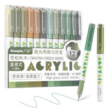 Imagem de kander Marcador acrílico líquido direto, canetas de gel de 12 cores com ponta de bala, cobertura forte, grande capacidade de tinta, canetas de tinta multiuso para pintura rupestre, artesanato