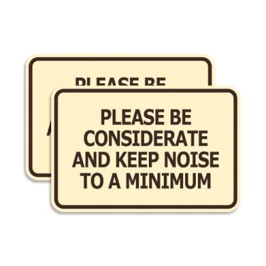 Imagem de Signs ByLITA Moldura clássica, Please Be Considerate and Keep Noise to a Minimum Sign (marfim/marrom escuro) - Pacote grande com 2