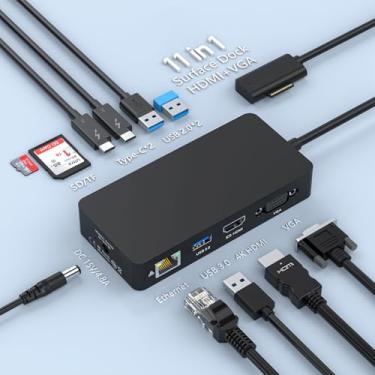 Imagem de Estação de ancoragem Microsoft Surface Dock 2, Surface Pro 11 em 1 4K@60HZ HDMI+VGA, estação de ancoragem de superfície para Surface Pro 11/10/9/8/X/7/6/5/4/3, Surface Laptop 6/5/4/3/2/1, Laptop Go 3