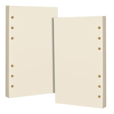 Imagem de Papel A6 de folhas soltas em branco com 6 furos, bege – Refil de páginas para fichário padrão A6 de 6 anéis, agendas – Ideal para escritório, estudo, receitas, viagens e orçamento – Pacote com 2 (80
