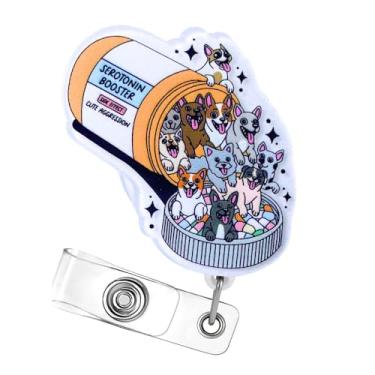 Imagem de Carretel de crachá de cachorro, engraçado, fofo, mãe, clipe retrátil para identidade, suporte de pílula, farmácia, técnico, veterinário, veterinário, médico, corgi, pastor, Golden Retriever, cachorro,