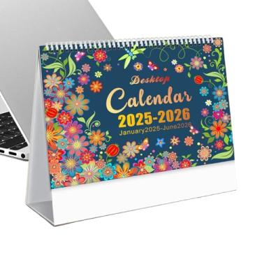 Imagem de Calendário de flores 2025-2026 | Calendário de 18 meses, planejador, janeiro de 2025 a junho de 2026, decoração de mesa doméstica