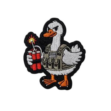 Imagem de Ruoming 1 peça de adesivos de animais com gancho e laço bordado tático militar nacional (pato de batalha 2)