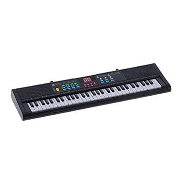 Imagem de Cosiki Piano de Teclado Digital Multifuncional Infantil de 61 Teclas Com Microfone para Crianças, Instrumento Elétrico de Plástico Preto para Crianças, Aplicável para 3 a 8 Anos de Idade