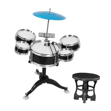 Imagem de MERIGLARE Bateria infantil para iniciantes de 3 a 6 anos, com 5 baquetas, brinquedo para tocar e bater, bateria de jazz infantil, Preto