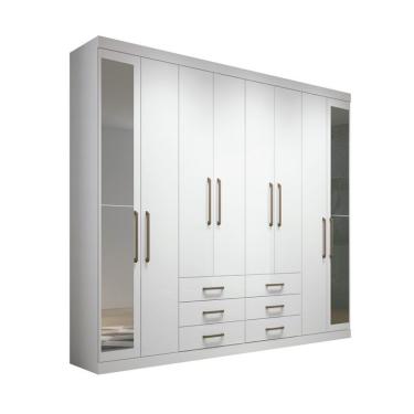 Imagem de Guarda-Roupa Casal com Espelho Master 8 Portas 6 Gavetas Branco