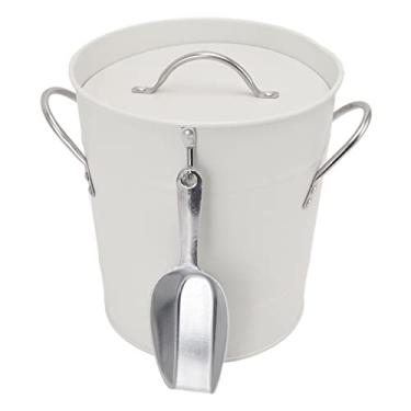 Imagem de Asixxsix Balde de Gelo, Parede Dupla Isolada Com Alça e Tampa de Segurança, para Bar, Restaurante, Festa, Cerveja, Vinho Champanhe, Folha Galvanizada de 3L, Refrigerador de Cerveja de (Branco)