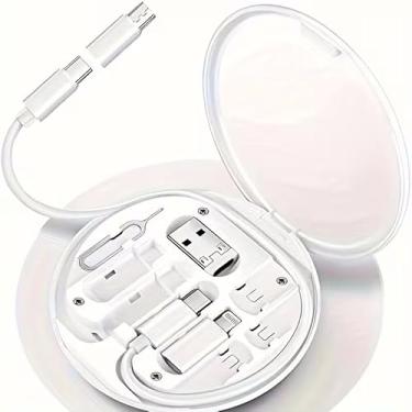 Imagem de 1 conjunto de cabo USB C para USB C de 60 W de 60 W para todos os smartphones, kit adaptador de cabo de carregamento rápido, conversor OTG, caixa de armazenamento, branco