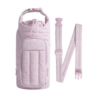 Imagem de Vaveren Bolsa para garrafa de água com alça de mão e compartimento para celular, ideal para academia, viagens e ciclismo, Roxo Claro