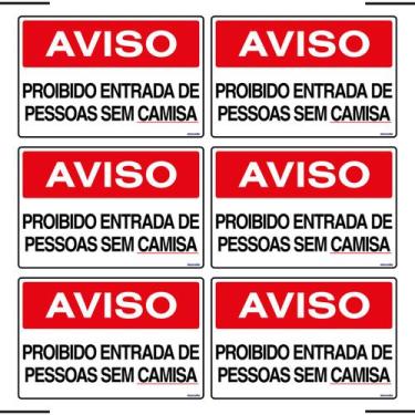 Imagem de Combo 6 Placas De Sinalização Aviso Proibido Entrada De Pessoas Sem Ca