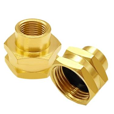 Imagem de Lovegarden 2 peças de adaptador de mangueira de jardim fêmea NPT de 0,9 cm (3/10.2 cm) GHT x 3/20.3 cm conecta linhas de mangueira de água a acessórios de tubo, conector de mangueira de latão com