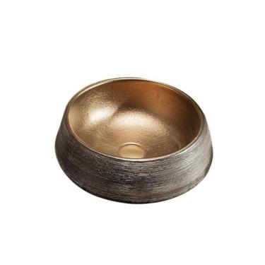 Imagem de Vessel Vanity Sink Round Banheiro Pia Bancada Retro Porcelana Acima do Balcão Bancada Moderna