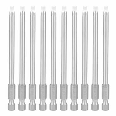 Imagem de HARFINGTON 10 peças chave sextavada broca 5/81.3 cm SAE 1/10.2 cm haste sextavada 4" (100 mm) comprimento S2 aço chaves de impacto magnéticas grau industrial, chave de fenda elétrica hexagonal, cinza