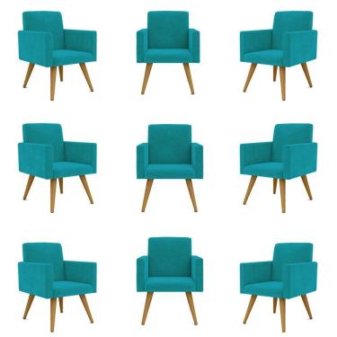 Imagem de Kit 09 Poltronas Nina Decorativa Para Recepção Balaqui Decor Cor:azul Turquesa