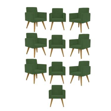 Imagem de Kit 10 Cadeiras Poltronas Decorativa - Escritório - Recepção Cor:verde
