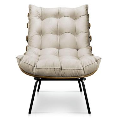 Imagem de Poltrona Decorativa Costela Sala E Escritório Suede Bege