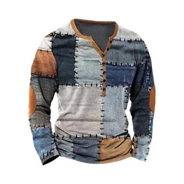 Imagem de Camisas Masculinas Vintage De Manga Longa Com Botões, Estilo Casual E 