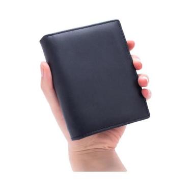 Imagem de Carteira Masculina De Couro Genuíno Antifurto RFID Vertical Tripla Com