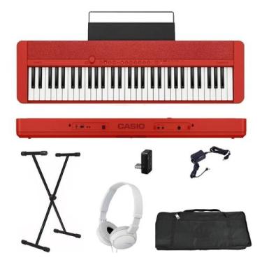 Imagem de Teclado Casio CT-S1 61 teclas Bluetooth Vermelho + Suporte + Capa + Fo