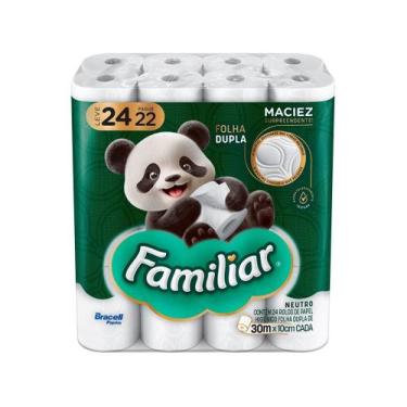 Imagem de Papel Higiênico Familiar Folha Dupla 30m 24 Rolos - Bracell, 24