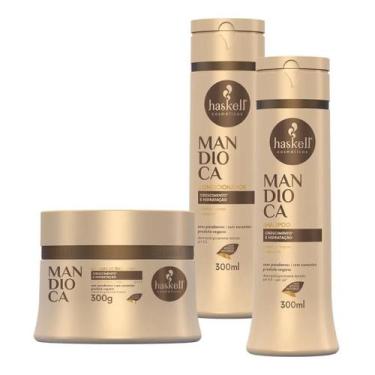 Imagem de Kit Shampoo Condicionador e Máscara Mandioca 300 ml Haskell
