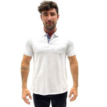 Imagem de Camisa Polo Ogochi Slim com Bolso Masculina, GG, Branco