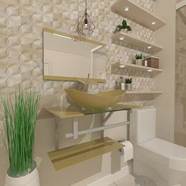 Imagem de GABINETE DE VIDRO 40CM AC COM CUBA OVAL CHAMPANHE