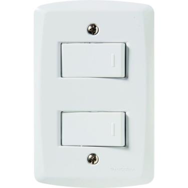 Imagem de Conjunto 4x2 com 1 Interruptor Simples 10 A 250 V e 1 Interruptor 10 A 250 V Tramontina Lux2 branco