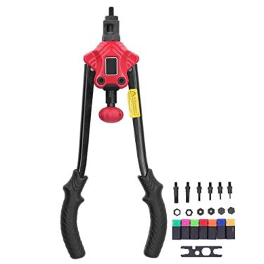 Imagem de Kit de pistola de porca de rebite, pistola de rebite manual, conjunto de rebitadores de aço de alto carbono, ferramenta de alicate de rebite manual para fixação, chapas de metal de fixação, tubos