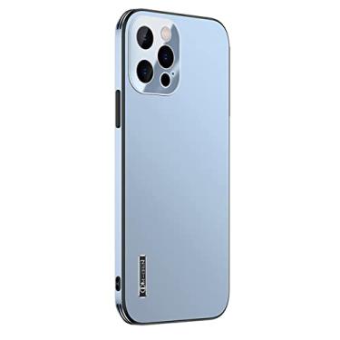 Imagem de zhouye Capa para iPhone 14/14 Plus/14 Pro/14 Pro Max, Matte Slim com acrílico fosco duro atrás, silicone macio TPU pára-choques air bags capas protetoras de telefone, azul, 14 Plus 6,7 polegadas