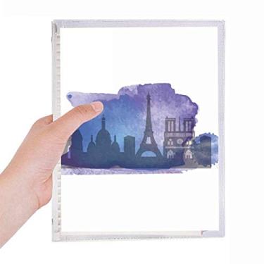 Imagem de Caderno em aquarela azul França Paris Torre Eiffel Diário Folhas Soltas Recarregável Diário Papelaria