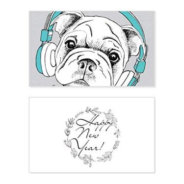 Imagem de Fone de ouvido música vitalidade sons cão ano novo festival cartão felicitações Bless mensagem presente