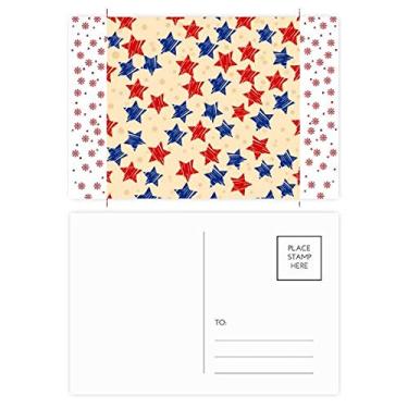 Imagem de Pentagrama Azul Vermelho Elementos País Natal Flor Celebração Cartão Postal Blessing Mailing Card