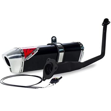 Imagem de Escape/Ponteira Coyote Modelo TRS 2 Way + Mais em Alumínio - Fazer 250 até 2008 (Sem Sonda Lambda) - Preto/Cromado