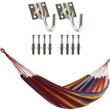 Imagem de Kit Rede Descanso Dormir 3M +Gancho Armador Aço Completo Par