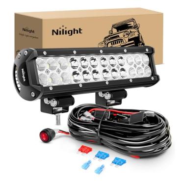 Imagem de Nilight Barra de luz LED de 30,5 cm 72 W combo de holofotes de neblina off-road com kit de chicote de fios off-road 16AWG - 1 cabo para caminhão, quadriciclo, UTV, SUV, barco